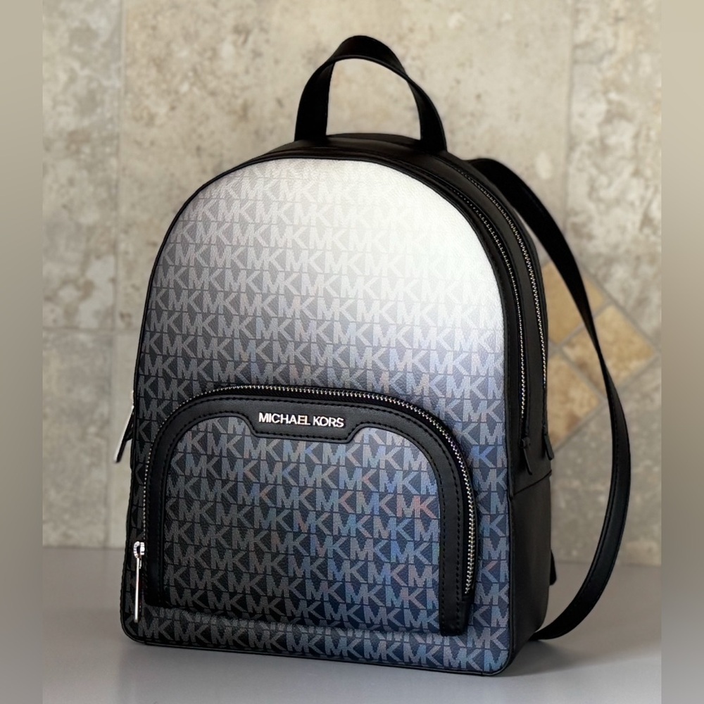 Michael Kors Jaycee MD MK Ombre Black and Gray Backpack